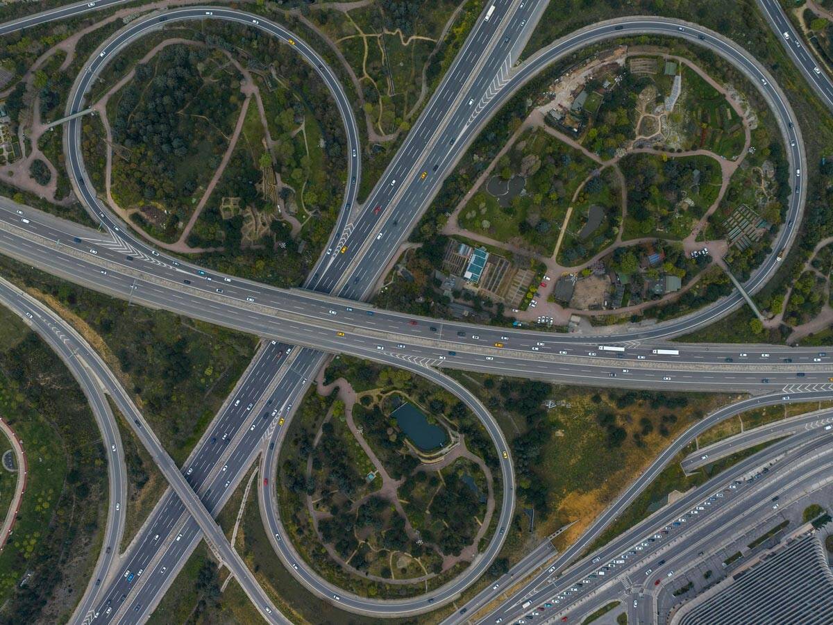 Aerial photo of motorways